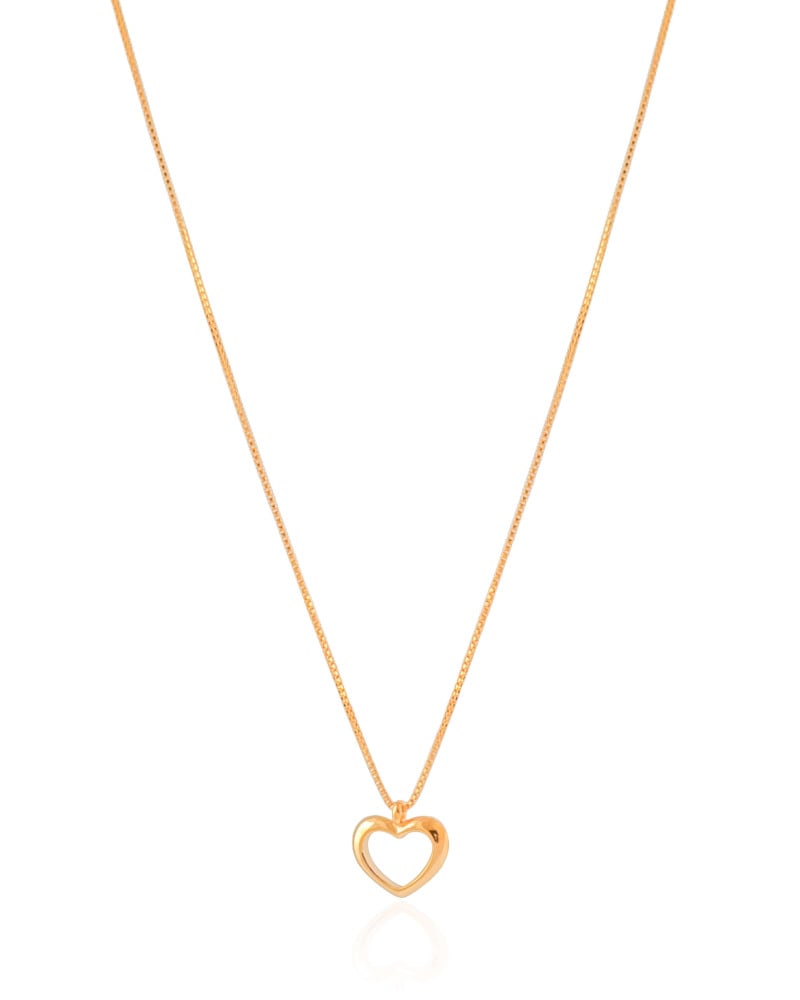 Gargantilha Veneziana Coração Vazado Banhado a Ouro 18K - 45 cm