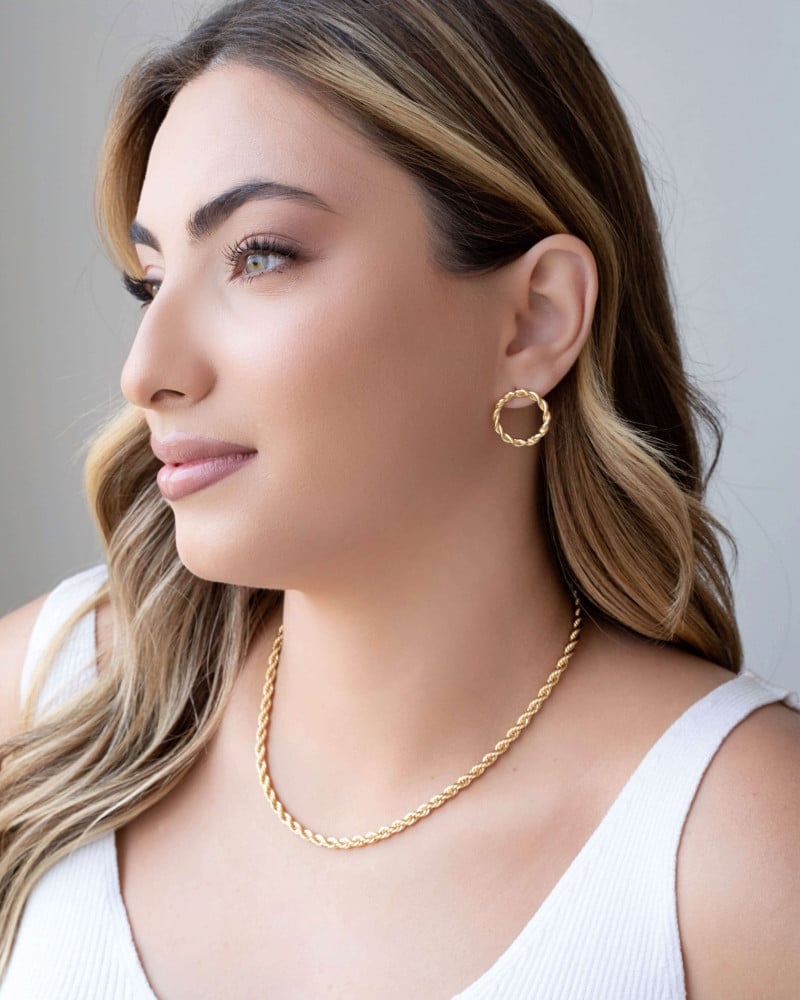 Brinco Argola Torcida 2.0 cm Banhado a Ouro 18K