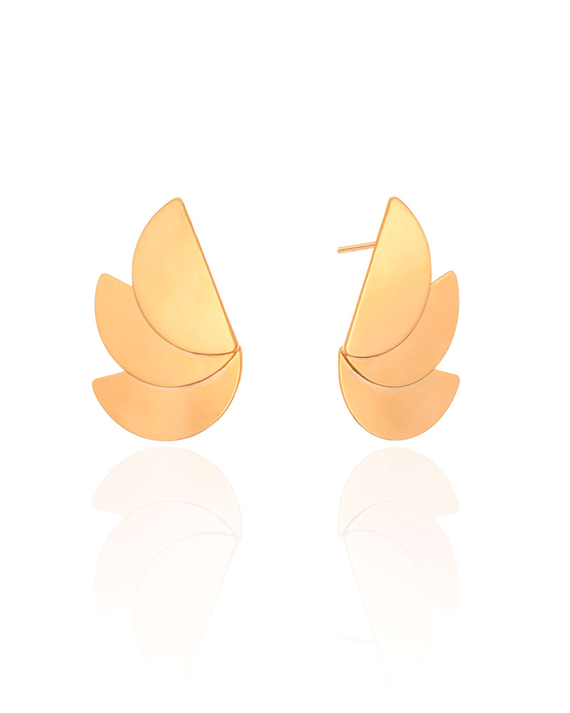 Brinco Leque Liso 3.0 cm Banhado a Ouro 18K