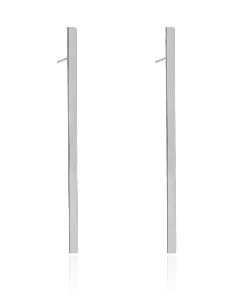 Brinco Palito Liso 7.0 cm Ródio Branco