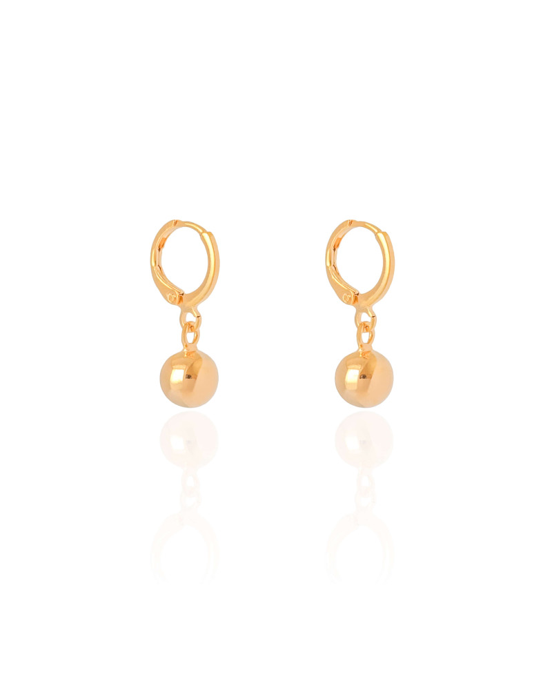 Brinco Argola Click Bola Lisa 2.5 cm Banhado a Ouro 18K