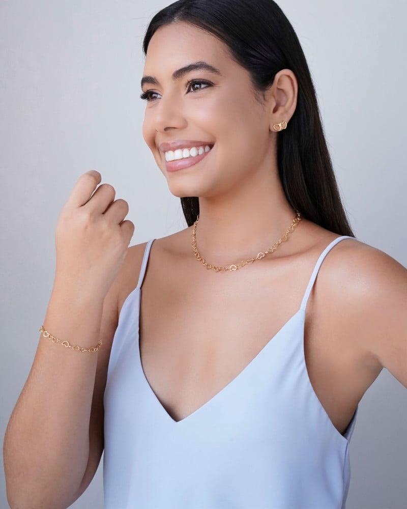 Pulseira Corações Vazados 5 mm Banhado a Ouro 18K