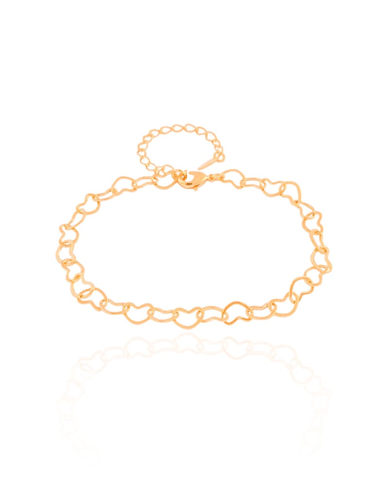 Pulseira Corações Vazados 5 mm Banhado a Ouro 18K