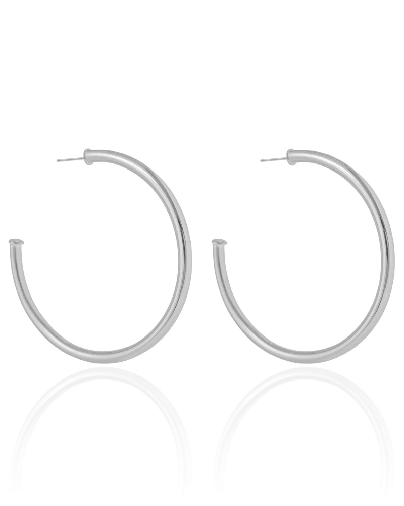 Brinco Argola Tubo 6.5 cm Ródio Branco