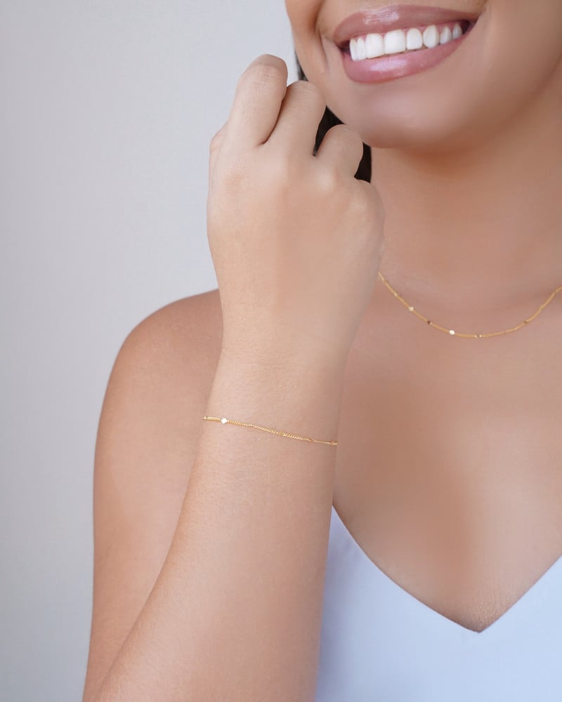 Pulseira Grumet Plaquinhas 2 mm Banhado a Ouro 18K