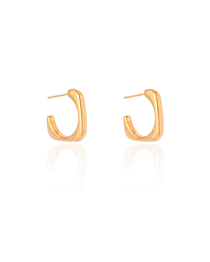 Brinco Argola Quadrada Lisa 1.7 cm Banhado a Ouro 18K
