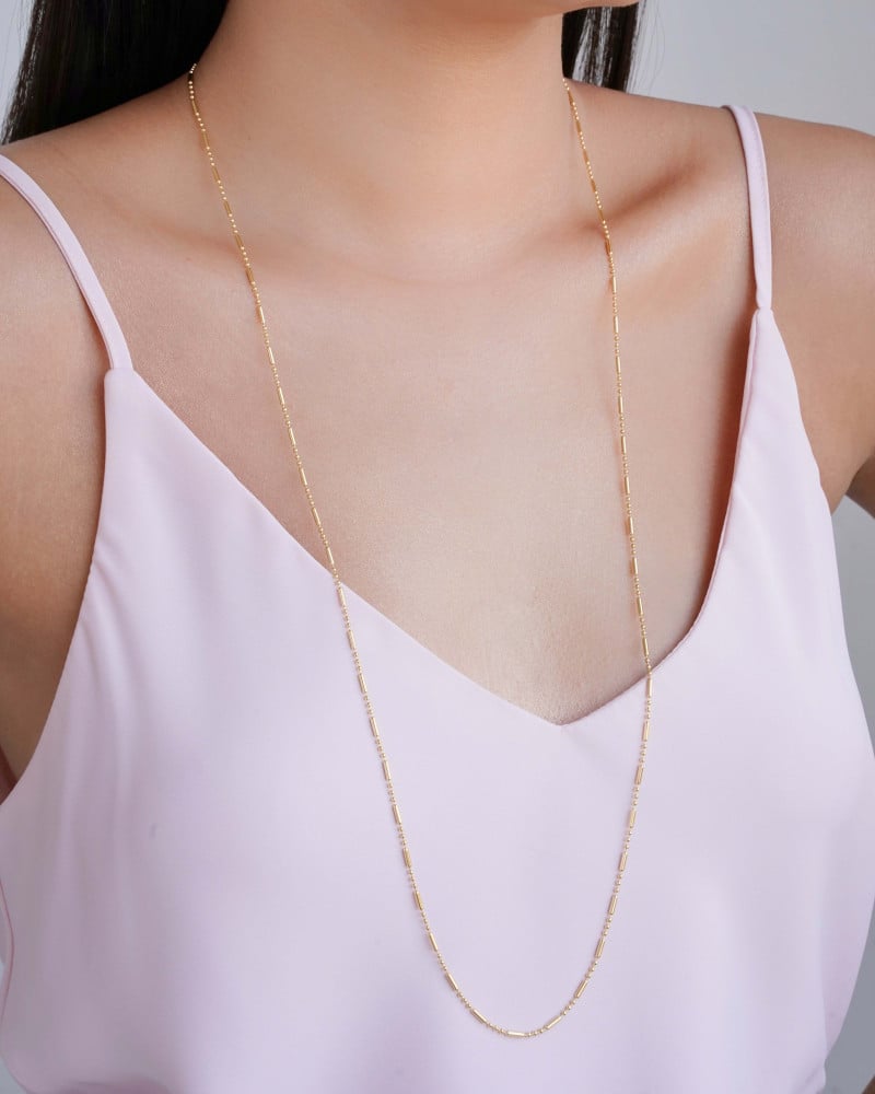 Gargantilha Longa Canutilhos 1 mm Banhado a Ouro 18K - 80 cm