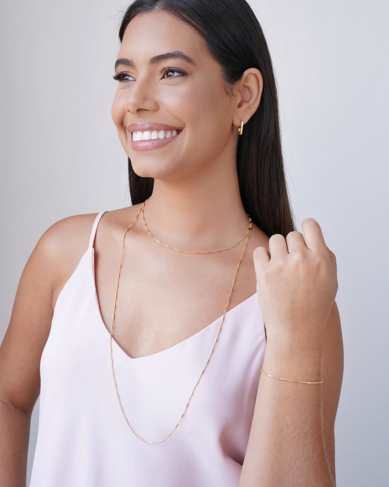 Gargantilha Longa Canutilhos 1 mm Banhado a Ouro 18K - 80 cm