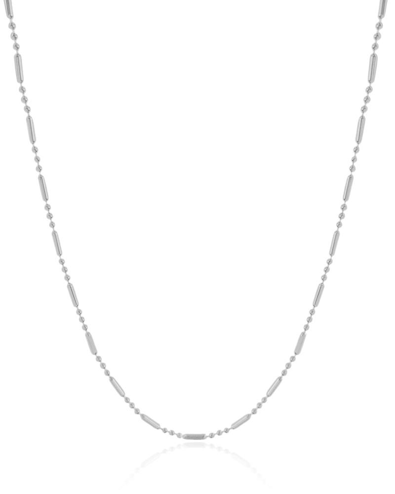 Gargantilha Longa Canutilhos 1 mm Ródio Branco - 80 cm