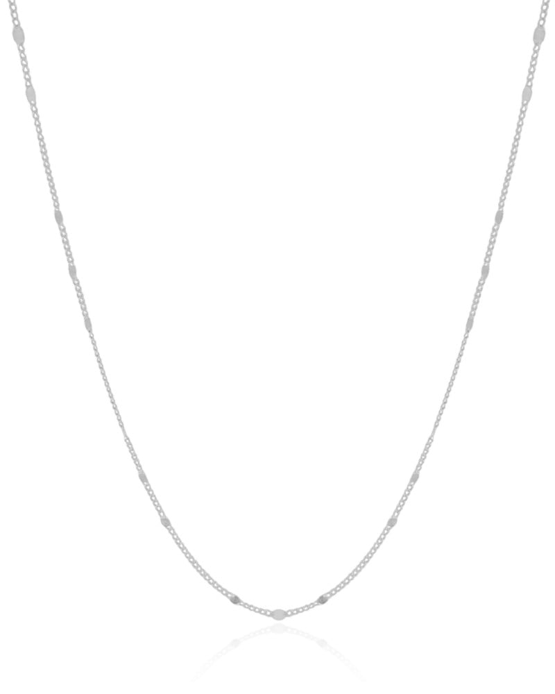Gargantilha Longa Grumet Plaquinhas Ródio Branco - 70 cm