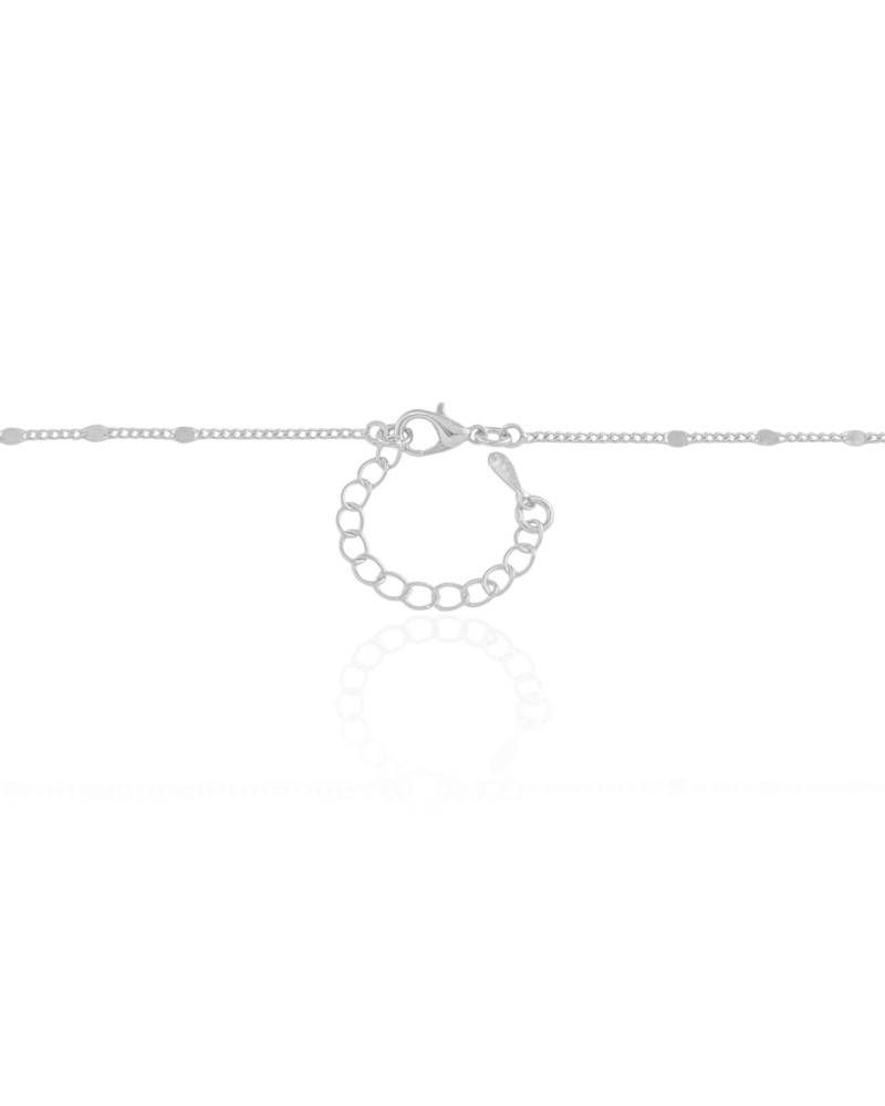 Gargantilha Longa Grumet Plaquinhas Ródio Branco - 70 cm