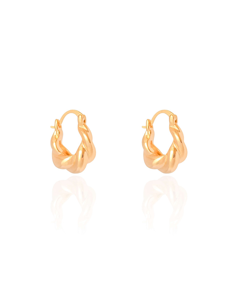 Brinco Argola Torcida Fecho Italiano 2.0 cm Banhado a Ouro 18K