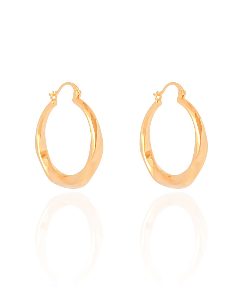 Brinco Argola Torcida Lisa Fecho Italiano 3.3 cm Banhado a Ouro 18K