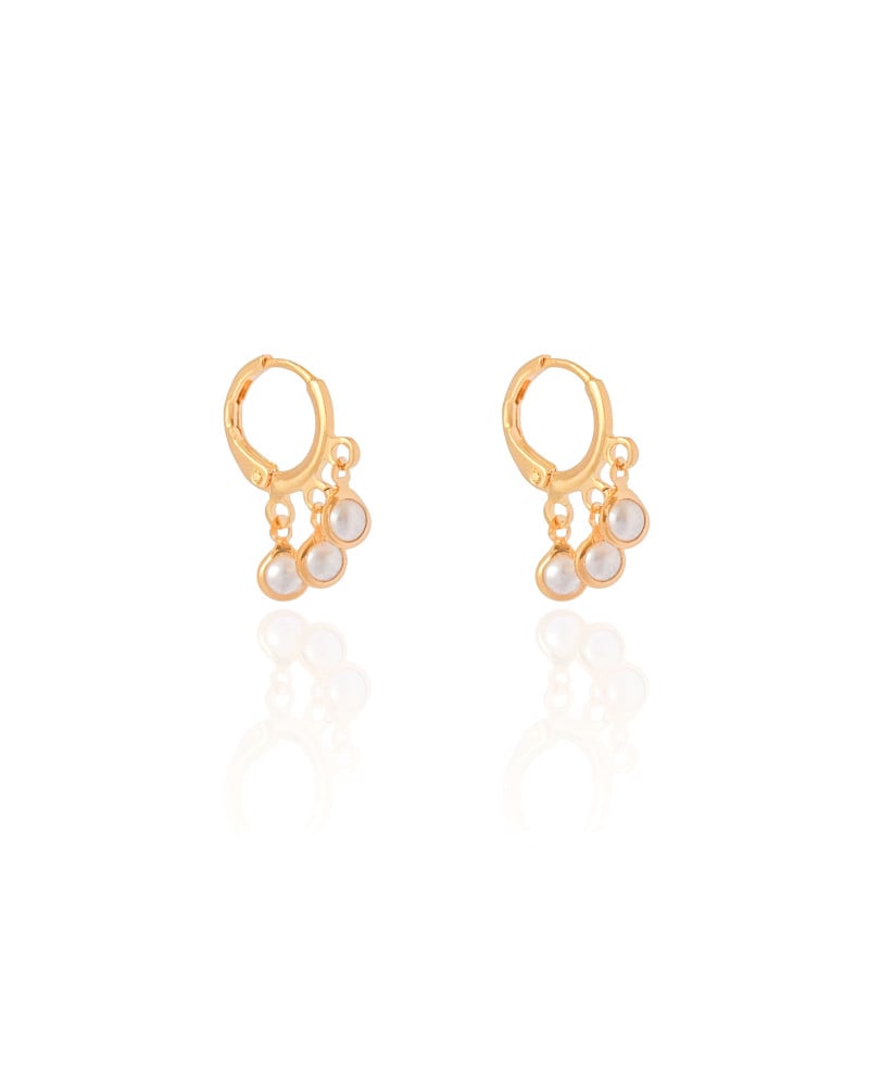 Brinco Argola Click Pérolas 2.0 cm Banhado a Ouro 18K