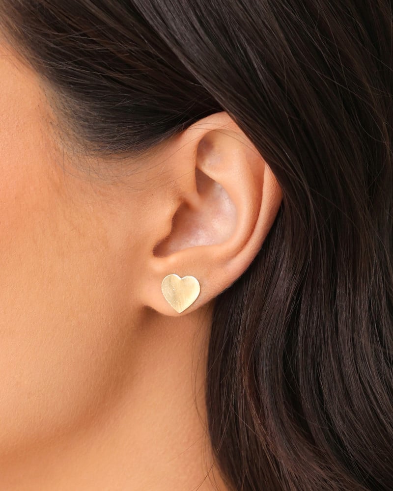 Brinco Coração Liso 1.0 cm Banhado a Ouro 18K
