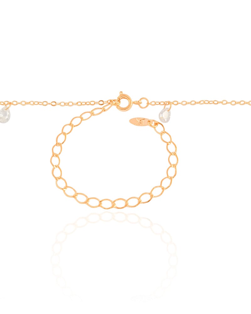 Choker Elos Gotas Cristais Banhado a Ouro 18K