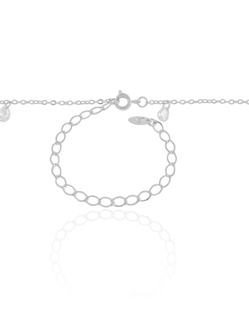 Choker Elos Gotas Cristais Ródio Branco