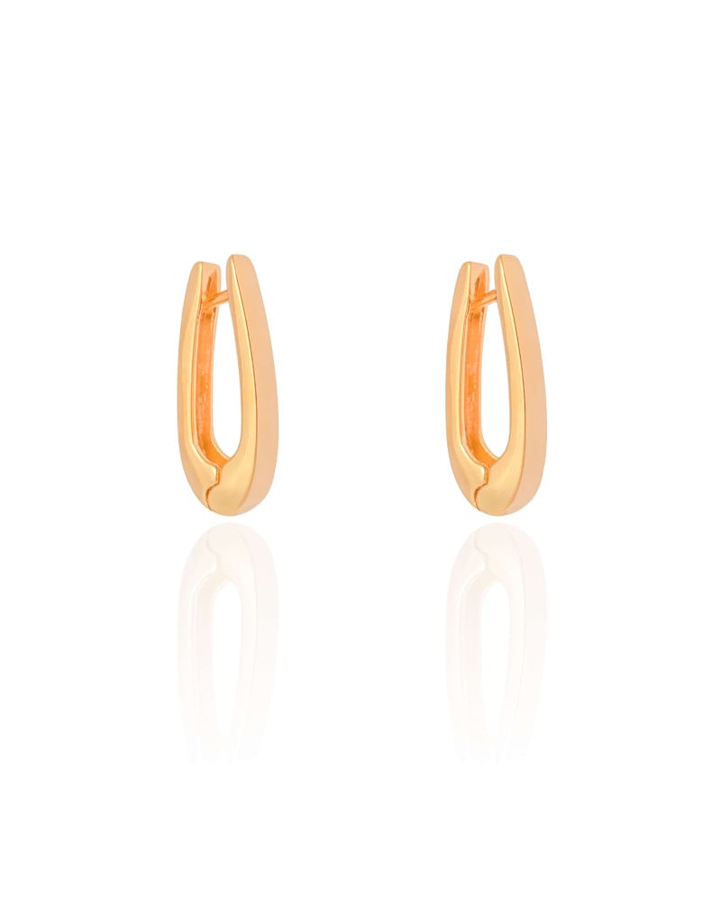 Brinco Argola Click Elíptica Lisa 2.5 cm Banhado a Ouro 18K