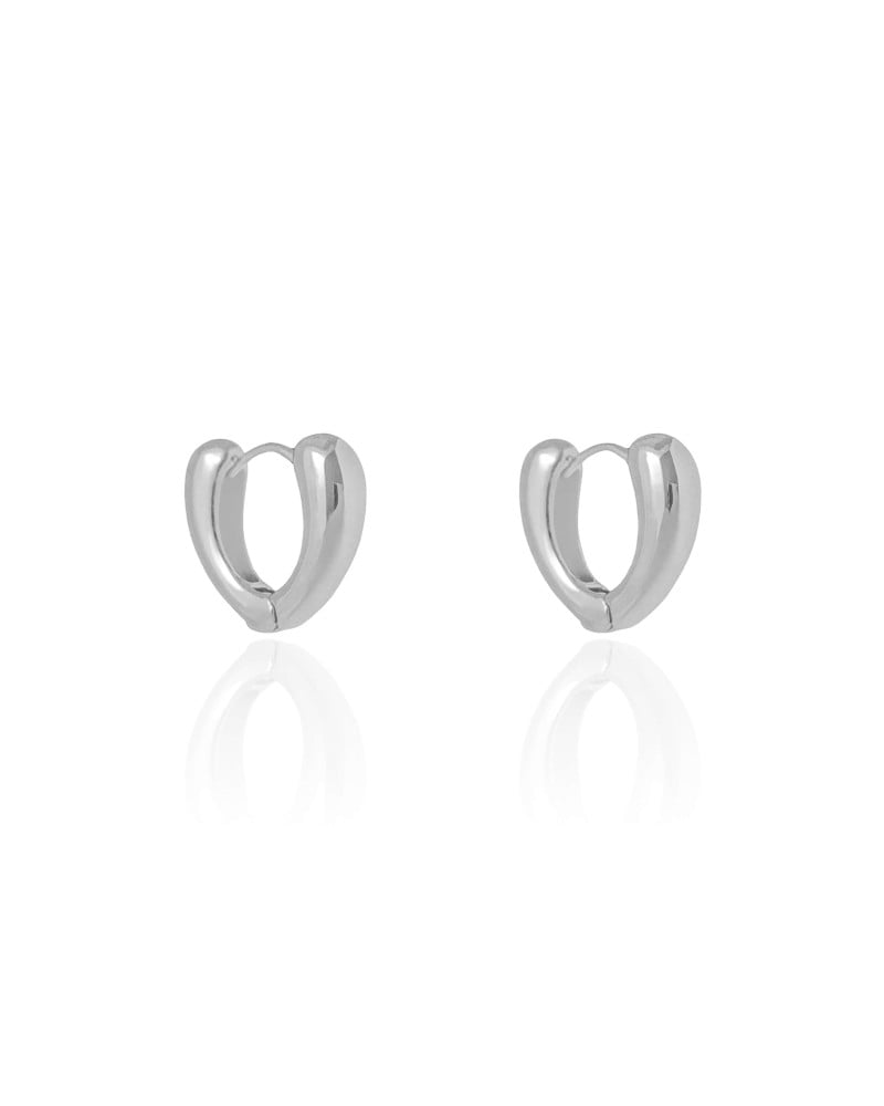 Brinco Argola Click Coração 1.5 cm Ródio Branco