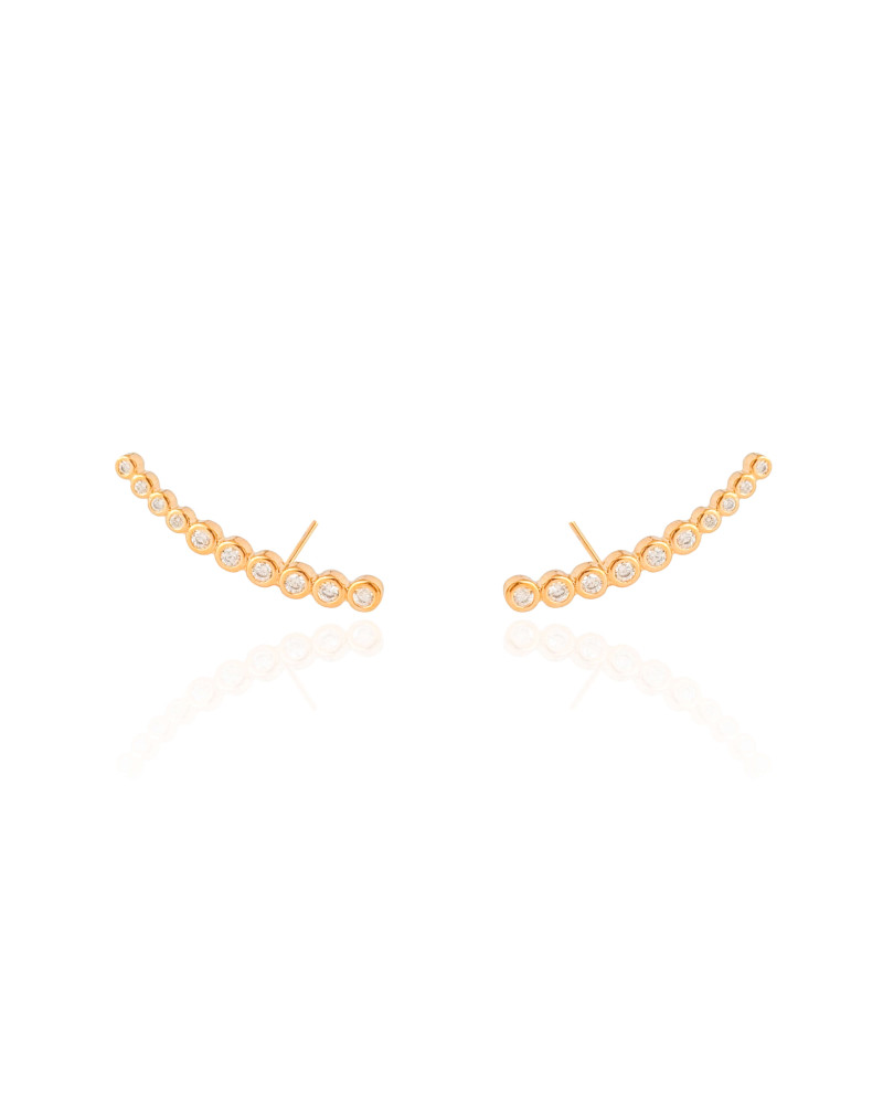 Ear Cuff Cravejado Cristal 2.4 cm Banhado a Ouro 18K
