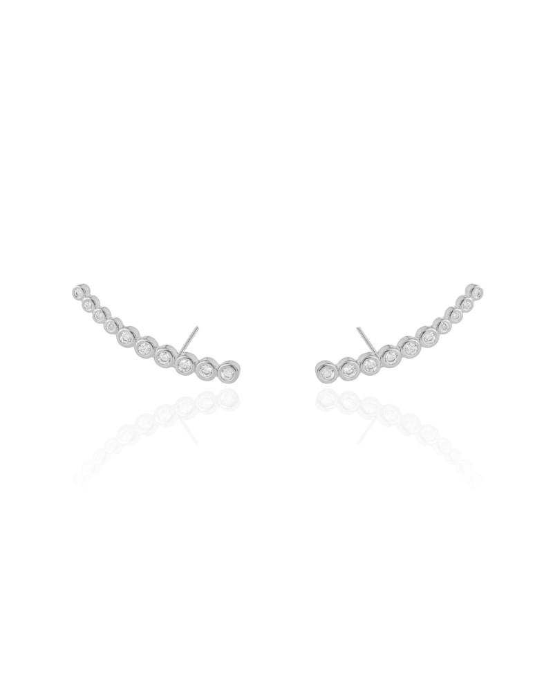 Ear Cuff Cravejado Cristal 2.4 cm Ródio Branco