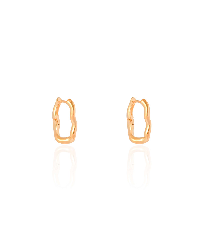 Brinco Argola Click Ondulada 1.7 cm Banhado a Ouro 18K