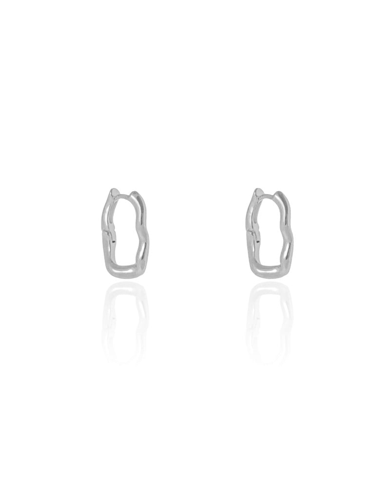 Brinco Argola Click Ondulada 1.7 cm Ródio Branco