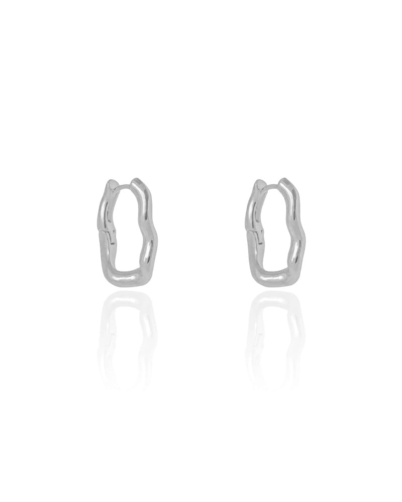 Brinco Argola Click Ondulada 2.0 cm Ródio Branco