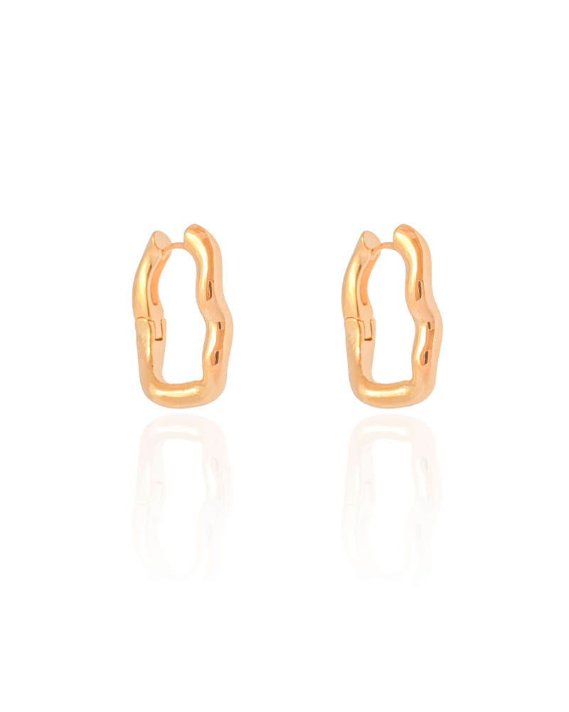 Brinco Argola Click Ondulada 2.4 cm Banhado a Ouro 18K