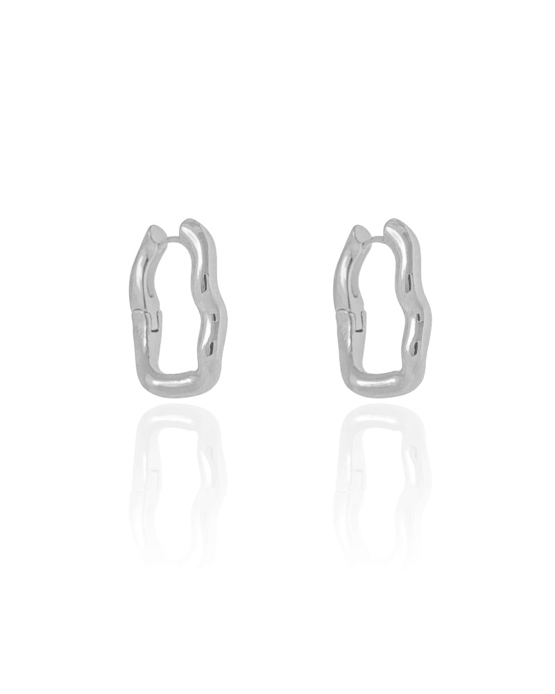 Brinco Argola Click Ondulada 2.4 cm Ródio Branco