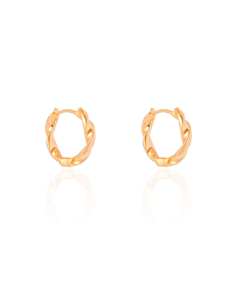 Brinco Argola Click Torcida 1.8 cm Banhado a Ouro 18K
