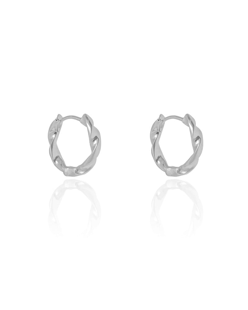 Brinco Argola Click Torcida 1.8 cm Ródio Branco