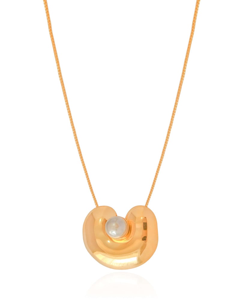 Gargantilha Veneziana Orgânico Liso Pérola Banhado a Ouro 18K