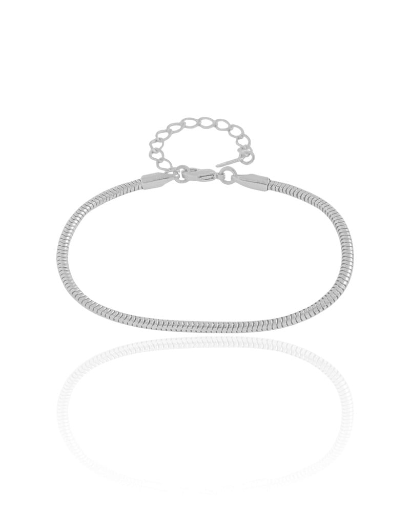 Pulseira Rabo de Rato 2 mm Ródio Branco
