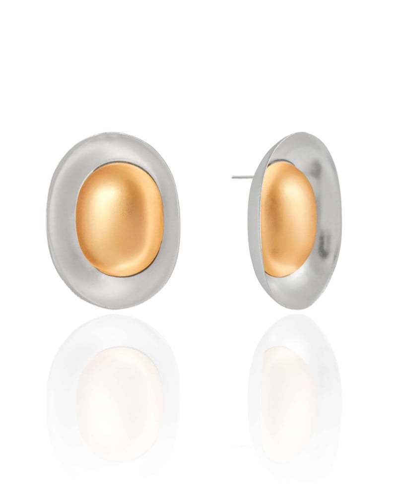 Brinco Oval Liso Mix de Banhos Banho Branco