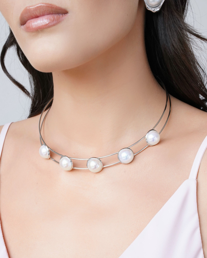 Conjunto Pérolas Aro Duplo Banho Branco