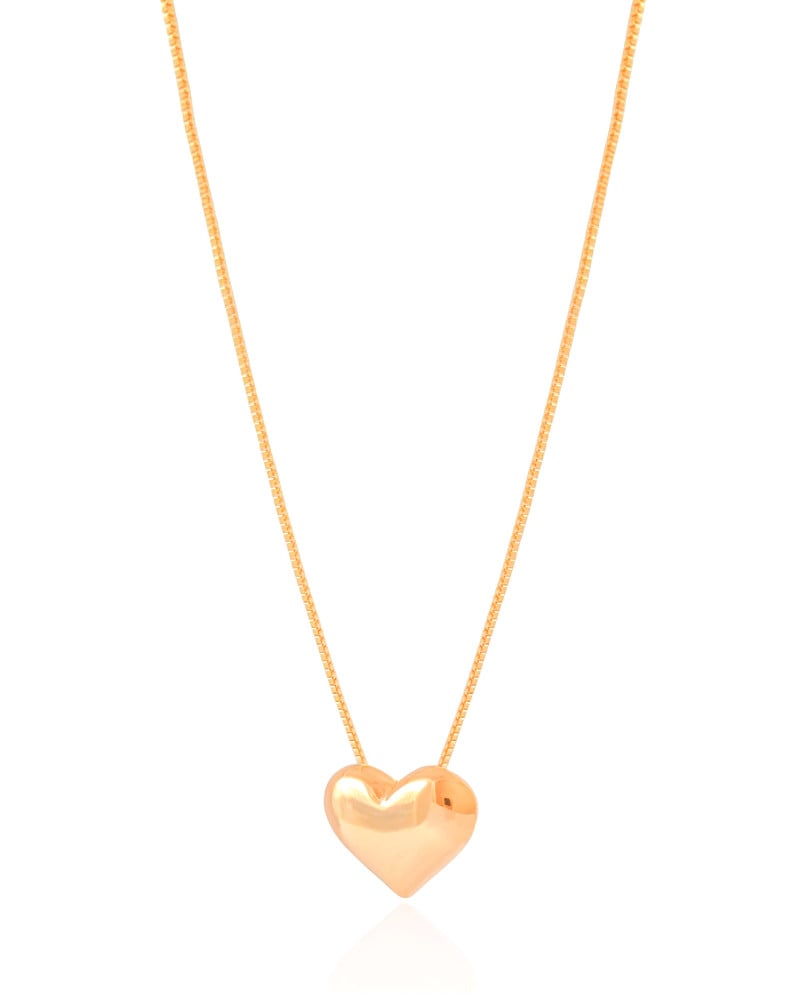 Gargantilha Veneziana Coração Liso Banhado a Ouro 18K - 45 cm