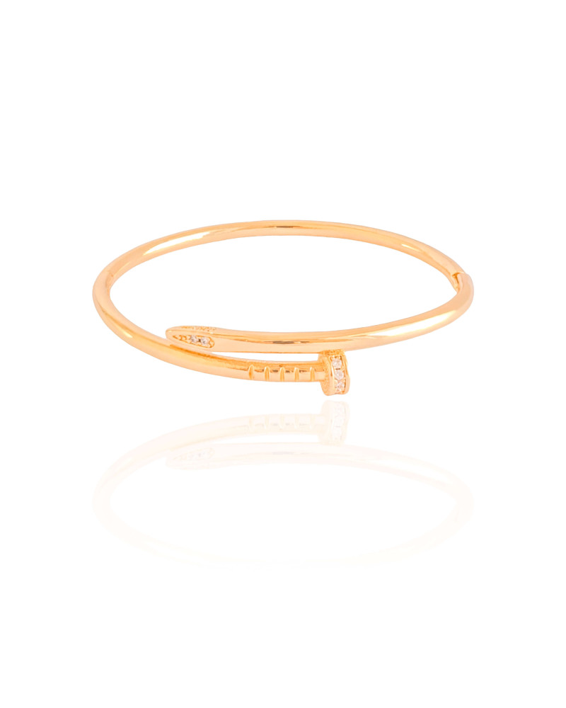Bracelete Prego Cravejado Cristal Banhado a Ouro 18K