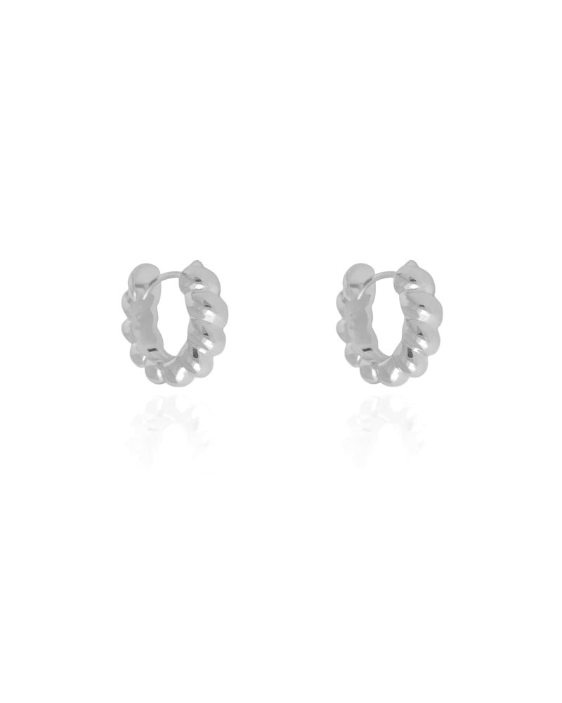 Brinco Argola Click Torcida 1.6 cm Ródio Branco