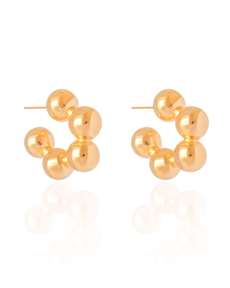 Brinco Argola Bolas Lisas 2.8 cm Banhado a Ouro 18K