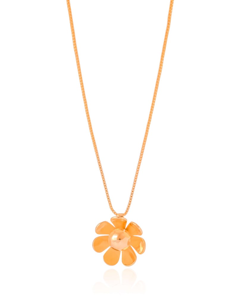 Gargantilha Veneziana Flor Lisa 2.3 cm Banhado a Ouro 18K - 45 cm