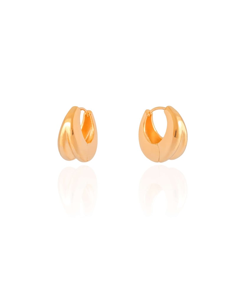 Brinco Argola Abaulada Detalhe 1.6 cm Banhado a Ouro 18K