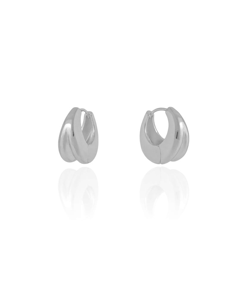 Brinco Argola Abaulada Detalhe 1.6 cm Ródio Branco