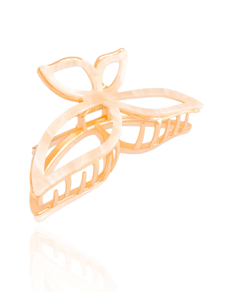 Presilha Borboleta Creme Banho Dourado