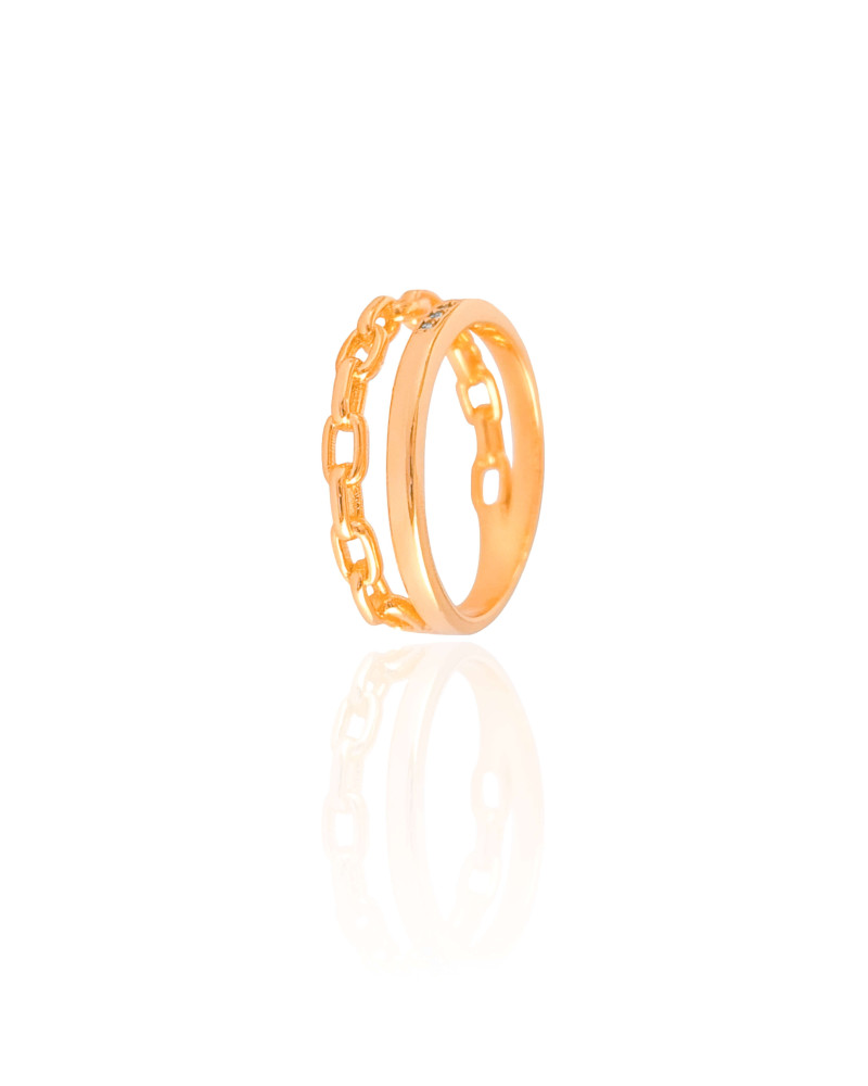 Anel Duplo Elos Tamanho 17 Banhado a Ouro 18K