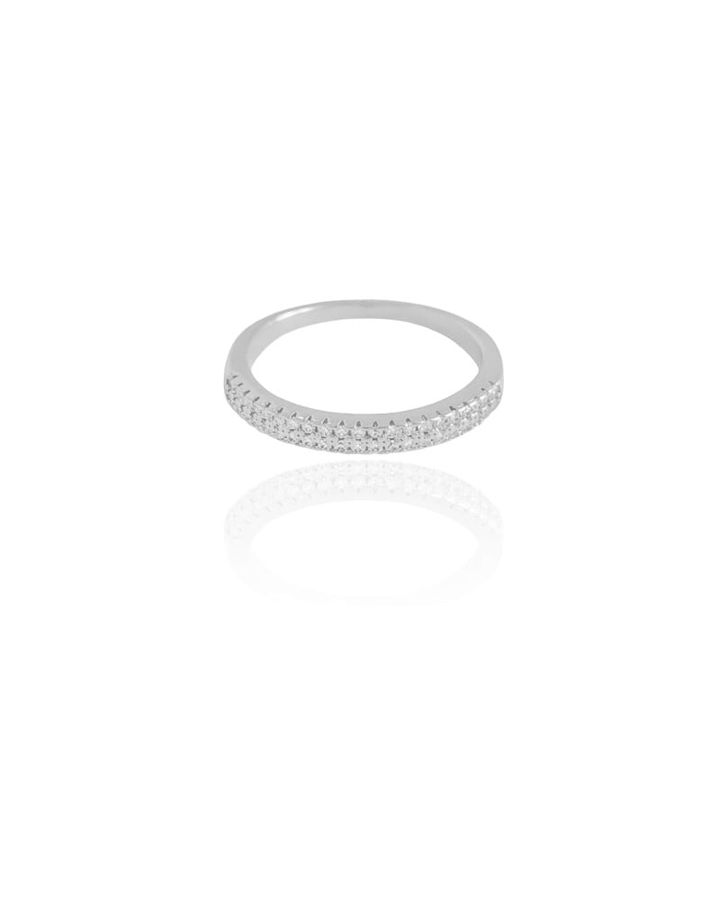 Anel Cravejado Cristal Tamanho 17 Ródio Branco