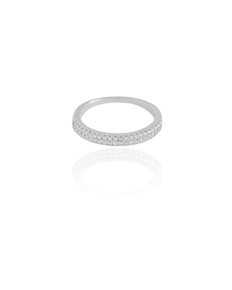 Anel Cravejado Cristal Tamanho 19 Ródio Branco