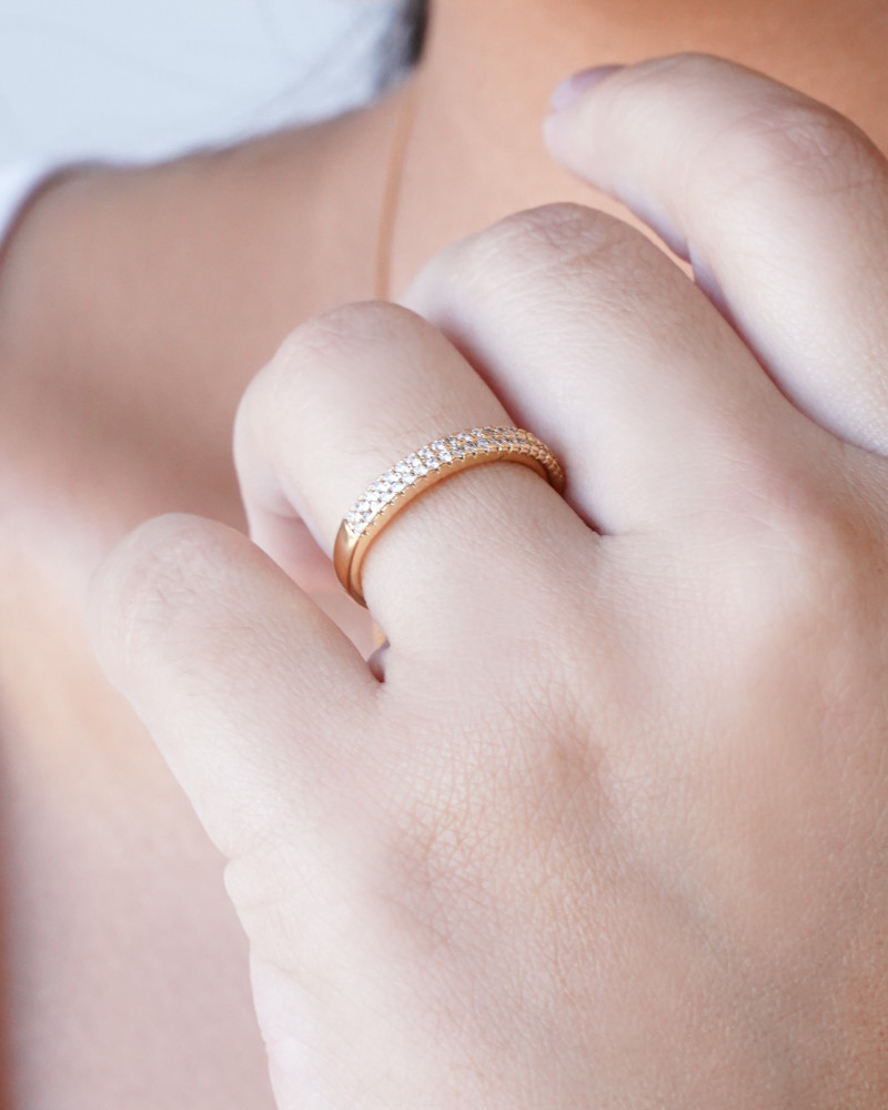 Anel Cravejado Cristal Tamanho 23 Banhado Ouro 18K