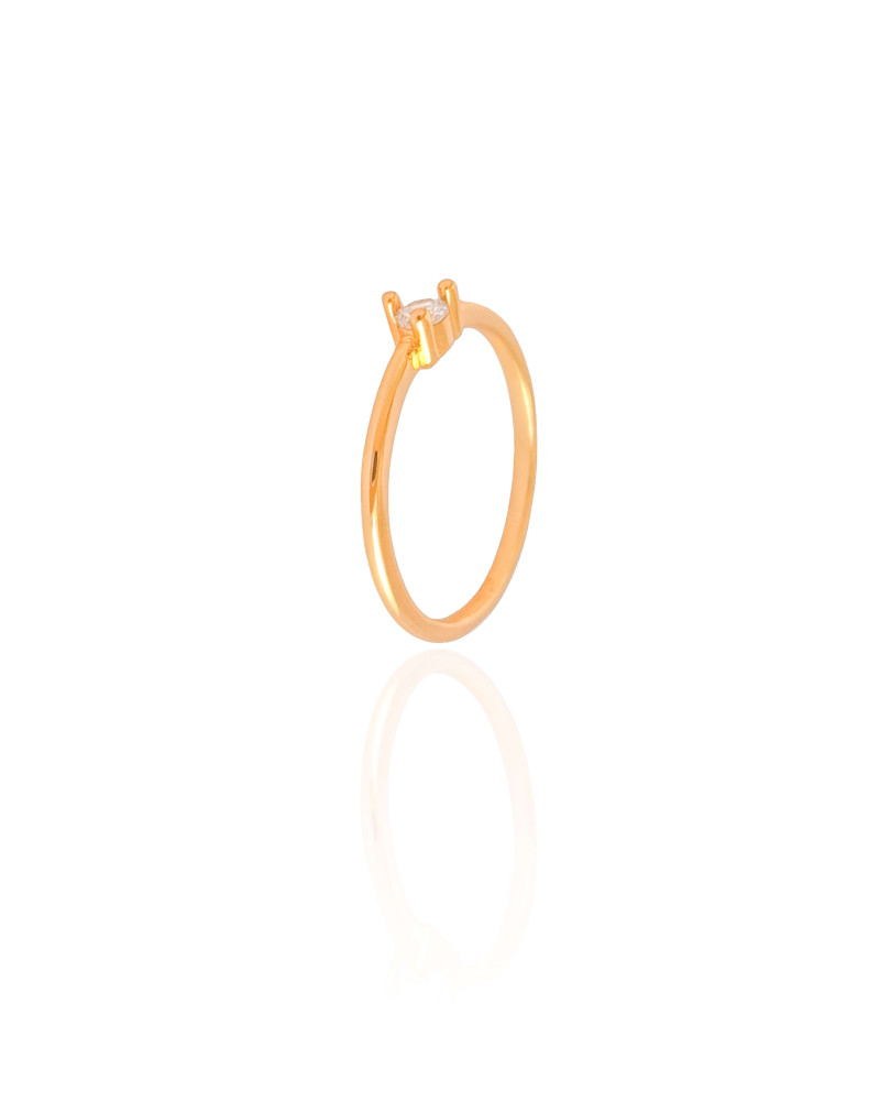 Anel Ponto de Luz Cristal Tamanho 19 Banhado a Ouro 18K