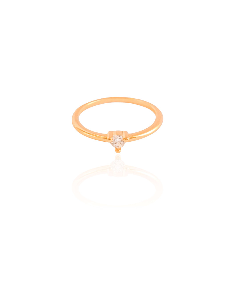 Anel Ponto de Luz Cristal Tamanho 21 Banhado a Ouro 18K